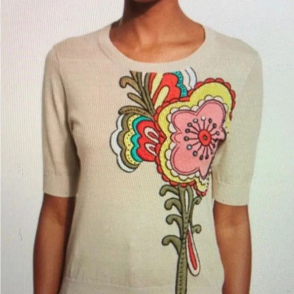 ALICE AND OLIVIE Colorful Floral Embroidered Sweater - Picture 1 of 5